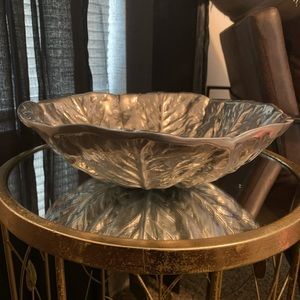 Vintage Wilton Pewter Cabbage Leaf Round Serving Decor Bowl